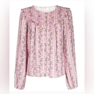 Loveshackfancy Sanderson Floral Print Blouse